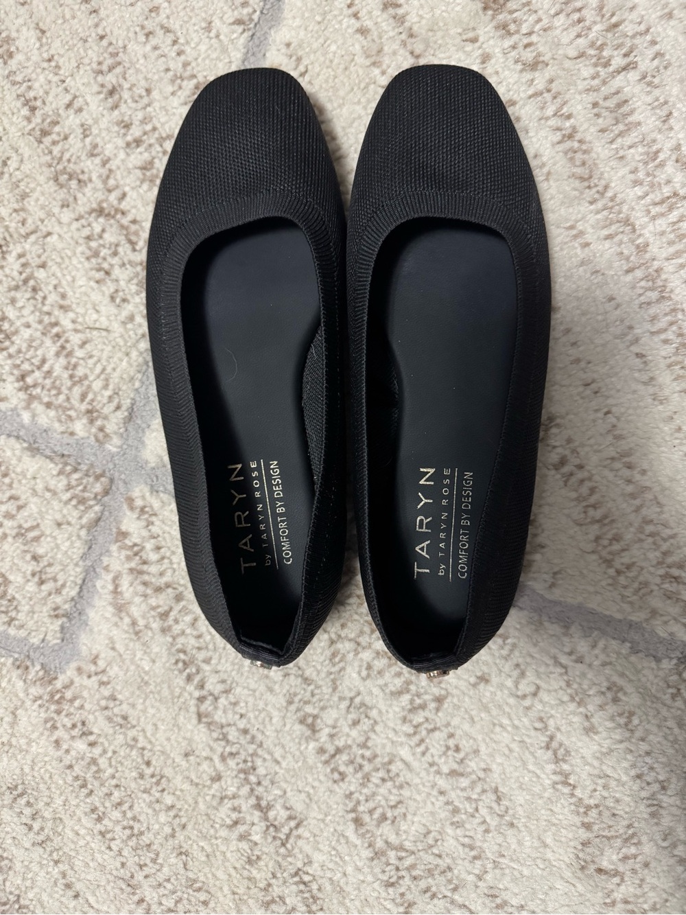 Taryn Rose Black Knit Ballet Flats - Cushioned Comfort